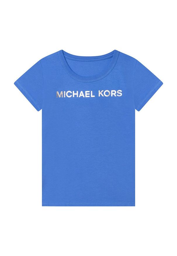 Michael Kors t-shirt bawełniany dziecięcy R15110.114.150. Kolor: niebieski. Materiał: bawełna. Długość rękawa: krótki rękaw. Długość: krótkie. Wzór: nadruk