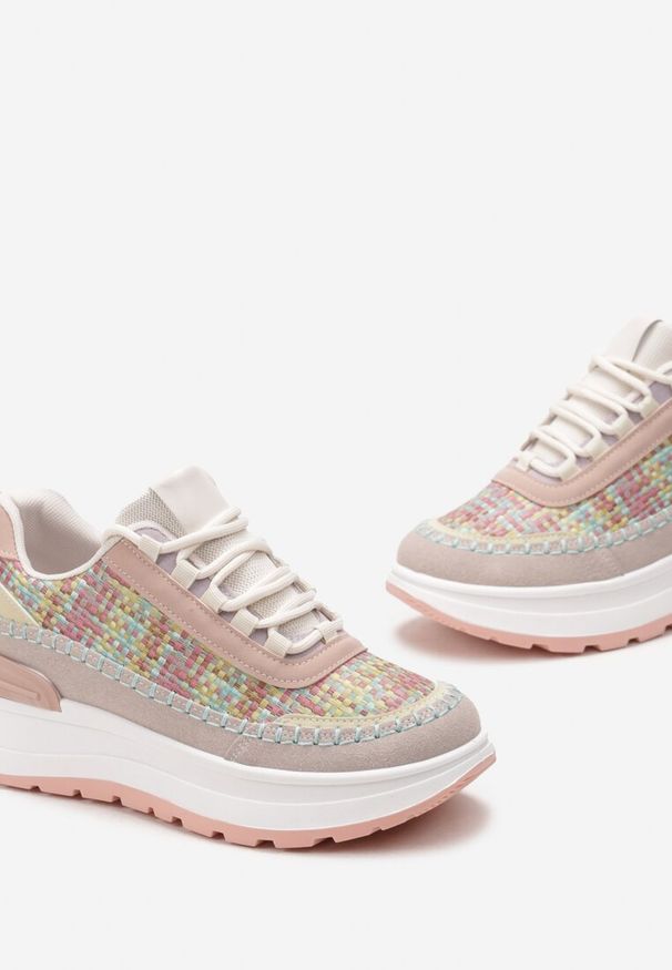 Born2be - Różowe Sneakersy na Grubej Podeszwie Rakitia. Kolor: różowy. Materiał: jeans