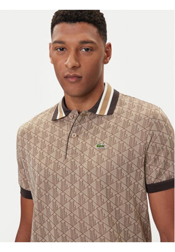 Lacoste Polo DH1417 Beżowy Regular Fit. Typ kołnierza: polo. Kolor: beżowy. Materiał: syntetyk, bawełna