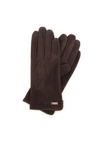 Wittchen - Damskie rękawiczki zamszowe z przeszyciami. Kolor: brązowy. Materiał: skóra, zamsz. Sezon: zima. Styl: elegancki, klasyczny