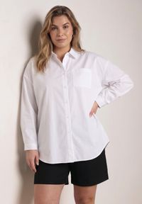 Born2be - Biała Bawełniana Koszula o Kroju Oversize Nororena. Okazja: na co dzień. Kolor: biały. Materiał: bawełna. Styl: elegancki, casual #1