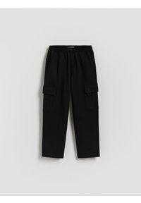Reserved - Bawełniane spodnie cargo - czarny. Kolor: czarny. Materiał: bawełna #1