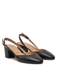 TOMMY HILFIGER - Tommy Hilfiger Sandały Pump Slingback Smooth Leather FW0FW08621 Czarny. Kolor: czarny. Materiał: skóra #5