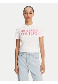 Versace Jeans Couture T-Shirt 78HAHE05 Biały Regular Fit. Kolor: biały. Materiał: bawełna