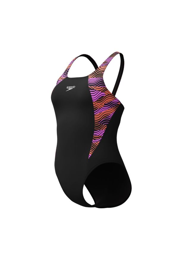 Damski kostium kąpielowy 1-częściowy Speedo Eco Hyperboom Splice Muscleb. Kolor: czarny, fioletowy