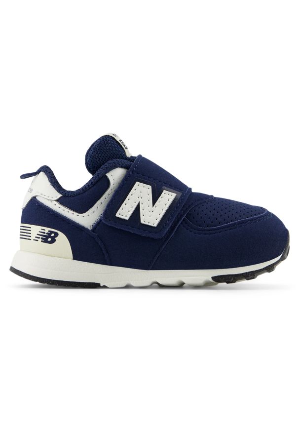 Buty niemowlęce New Balance NW574BCE – granatowe. Okazja: na co dzień. Zapięcie: rzepy. Kolor: niebieski. Materiał: guma, syntetyk, materiał. Szerokość cholewki: normalna. Model: New Balance 574. Sport: turystyka piesza