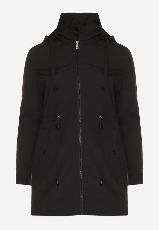 Born2be - Czarna Kurtka Parka z Odpinanym Kapturem Delavin. Okazja: na co dzień. Kolekcja: plus size. Kolor: czarny. Materiał: jeans. Styl: klasyczny, casual