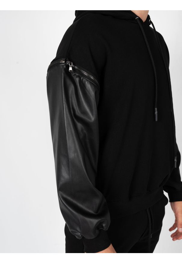 Les Hommes Bluza "Detachable" | LBH1000700F | Mężczyzna | Czarny. Okazja: na co dzień. Kolor: czarny. Materiał: bawełna, poliester. Styl: casual