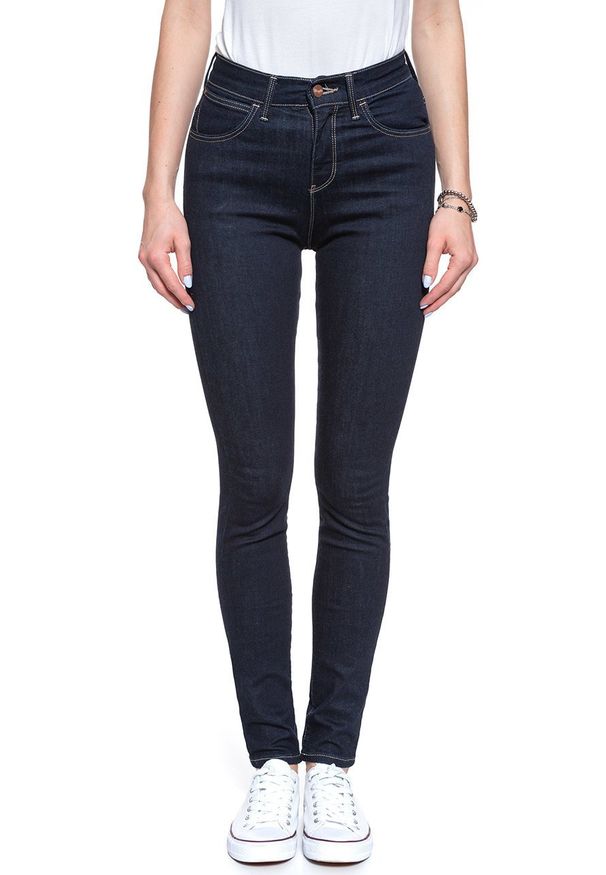 Wrangler - WRANGLER HIGH RISE SKINNY RINSEWASH W27HLU023 112128102. Stan: podwyższony