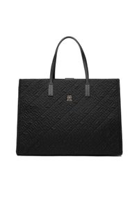 TOMMY HILFIGER - Tommy Hilfiger Torebka Th City Tote Mono Nylon AW0AW18163 Czarny. Kolor: czarny. Materiał: skórzane #1