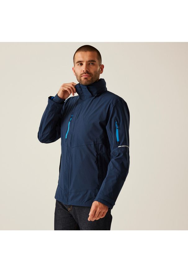Regatta - Kurtka robocza męska X-Pro Exosphere. Kolor: niebieski. Materiał: softshell, materiał. Sport: turystyka piesza