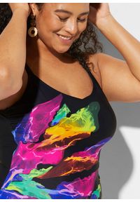 bonprix - Kostium kąpielowy shape, lekki stopień modelowania sylwetki, dekolt w serek. Kolor: czarny. Materiał: materiał. Wzór: nadruk #3