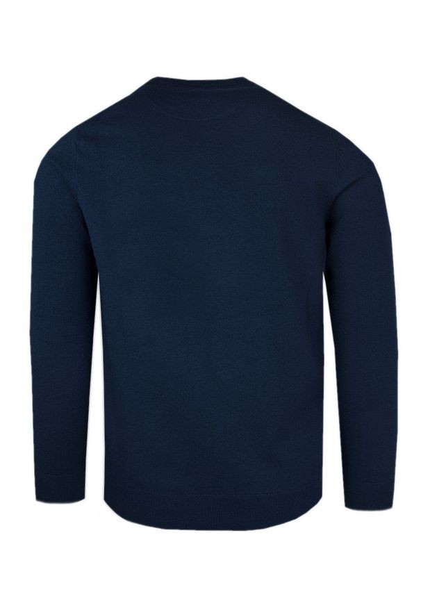 Bawełniany Sweter Męski - Pako Jeans - Granatowy z Fakturą Materiału. Kolor: niebieski. Materiał: bawełna. Sezon: zima, jesień, wiosna. Styl: klasyczny, elegancki