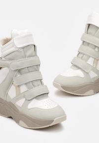 Born2be - Białe Sneakersy na Koturnie z Zapięciem na Rzep Liriam. Zapięcie: rzepy. Kolor: biały. Obcas: na koturnie #3