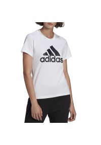 Adidas - Koszulka adidas Loungewear Essentials Logo Tee GL0649 - biała. Kolor: biały. Materiał: dresówka, bawełna, jeans. Długość rękawa: krótki rękaw. Długość: krótkie