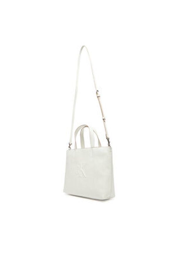 Calvin Klein Jeans Torebka Sculpted Mini Ew Tote LV04K3111G Biały. Kolor: biały. Materiał: skórzane