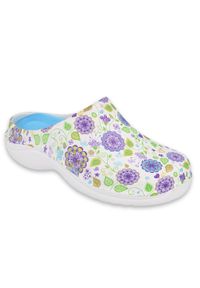 Befado obuwie damskie - flower 3 white / purple 154D103 białe fioletowe. Kolor: wielokolorowy, biały, fioletowy