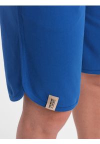 Ombre Clothing - Szorty męskie dresowe z zaokrągloną nogawką - niebieskie V1 OM-SRSK-0105 - XXL. Kolor: niebieski. Materiał: dresówka. Wzór: ze splotem. Styl: sportowy #6