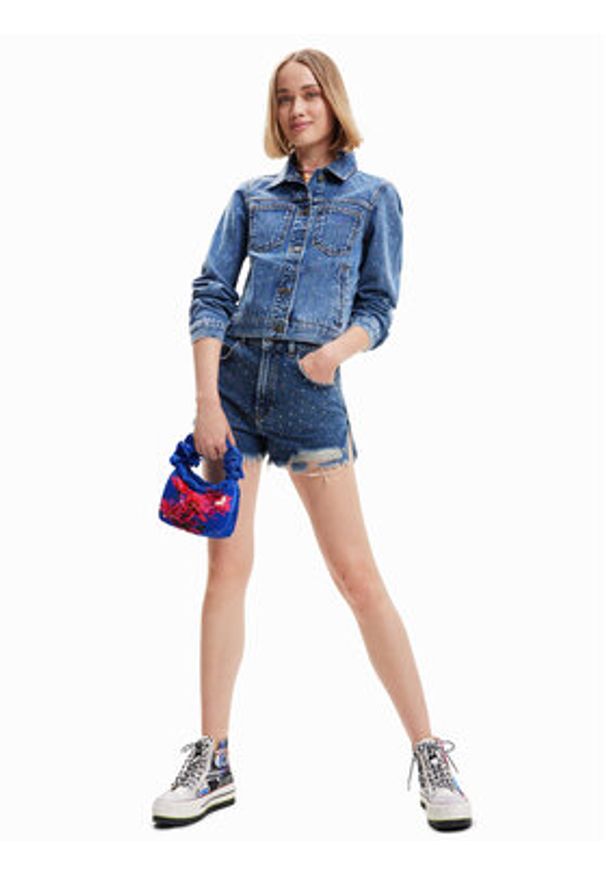 Desigual Kurtka jeansowa Benita 23SWED37 Niebieski Regular Fit. Kolor: niebieski. Materiał: bawełna