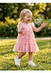 Sinsay - Tiulowa sukienka babydoll z elementami 3D - różowy. Kolor: różowy. Materiał: tiul #1