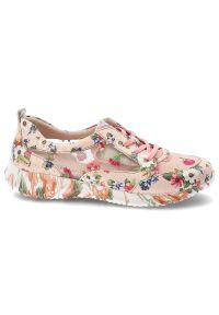 Sneakersy damskie Laura Vita, cholewka ze skóry naturalnej klasyczne sznurowanie płaska podeszwa, różowe, Joctao 26 SL3015-26D. Okazja: na co dzień. Zapięcie: sznurówki. Kolor: różowy. Materiał: skóra. Szerokość cholewki: normalna. Wzór: nadruk, kwiaty. Obcas: na płaskiej podeszwie. Styl: klasyczny #3
