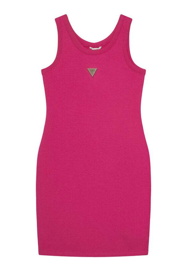 Guess Sukienka codzienna J6GK30 J1314 Różowy Slim Fit. Okazja: na co dzień. Kolor: różowy. Materiał: bawełna. Typ sukienki: proste. Styl: casual