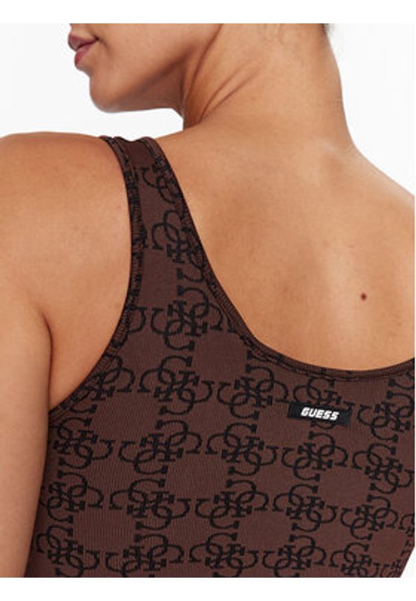 Guess Top V3BP06 ZZ04N Brązowy Slim Fit. Kolor: brązowy. Materiał: syntetyk