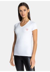 Koszulka damska Guess Ss Vn Mini Triangle (W1YI1AJ1311-G011). Kolor: biały. Materiał: materiał, denim, jeans. Sezon: lato
