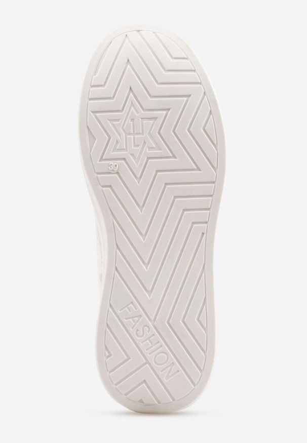 Renee - Białe Basicowe Sneakersy na Platformie Ozdobione Metalicznymi Wstawkami Vaiden. Kolor: biały. Wzór: aplikacja. Obcas: na platformie