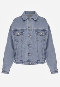 Born2be - Niebieska Jeansowa Kurtka o Kroju Oversize z Dodatkiem Lyocellu i Bawełną Vimerinia. Okazja: na spacer, na co dzień. Kolor: niebieski. Materiał: bawełna, jeans. Sezon: lato. Styl: casual #3