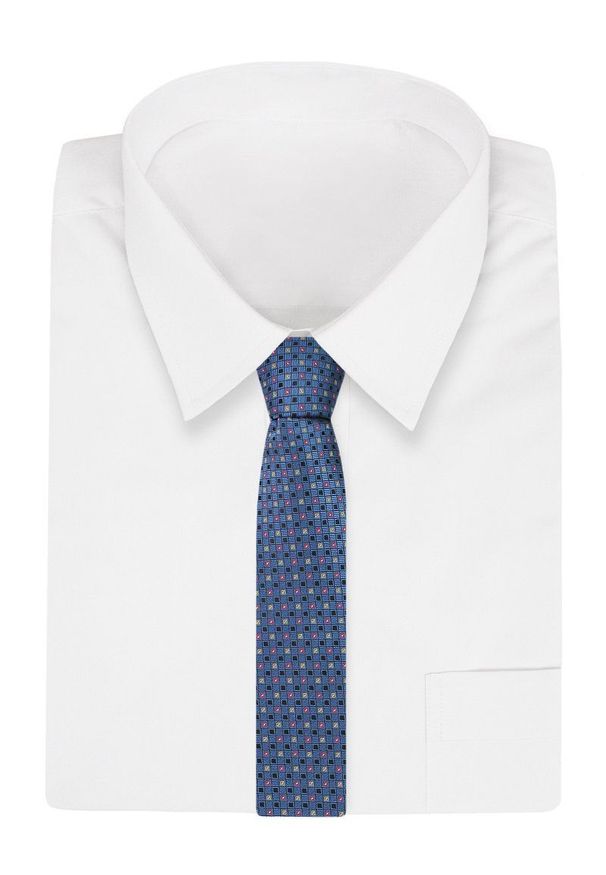 Niebieski krawat Angelo di Monti elegancki, w kolorowe wzory
