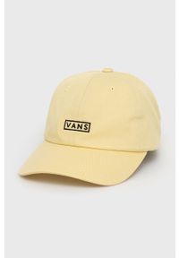 Vans czapka bawełniana kolor żółty z aplikacją. Kolor: żółty. Materiał: bawełna. Wzór: aplikacja
