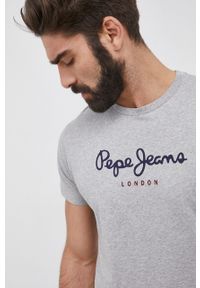 Pepe Jeans T-shirt bawełniany Eggo kolor szary melanżowy. Okazja: na co dzień. Kolor: szary. Materiał: bawełna. Wzór: melanż. Styl: casual #1