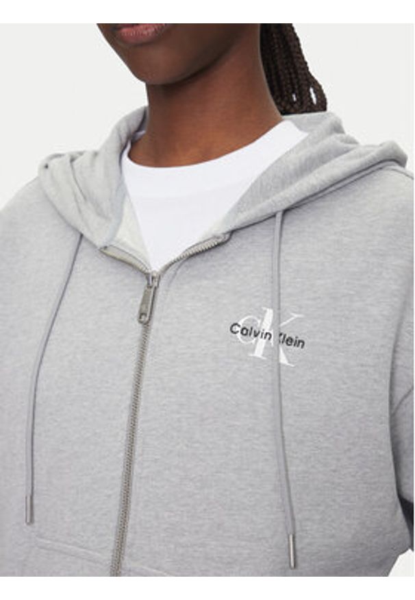 Calvin Klein Jeans Bluza Monologo LV047B270G Szary Regular Fit. Kolor: szary. Materiał: bawełna