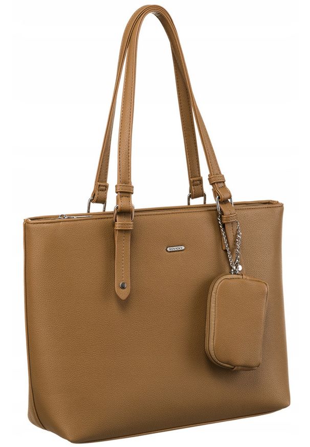 ROVICKY - Shopperka damska Rovicky R-072-01 beżowa. Kolor: beżowy. Materiał: skórzane. Styl: casual