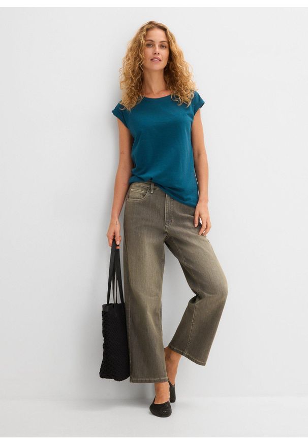 bonprix - Koszulka boxy. Kolor: niebieski. Materiał: bawełna