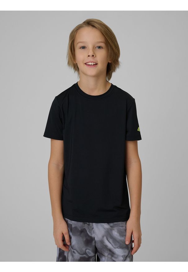 4f - 4F Koszulka sportowa szybkoschnąca chłopięca - czarna 146/152 (10-12 lat). Kolor: czarny. Sezon: lato