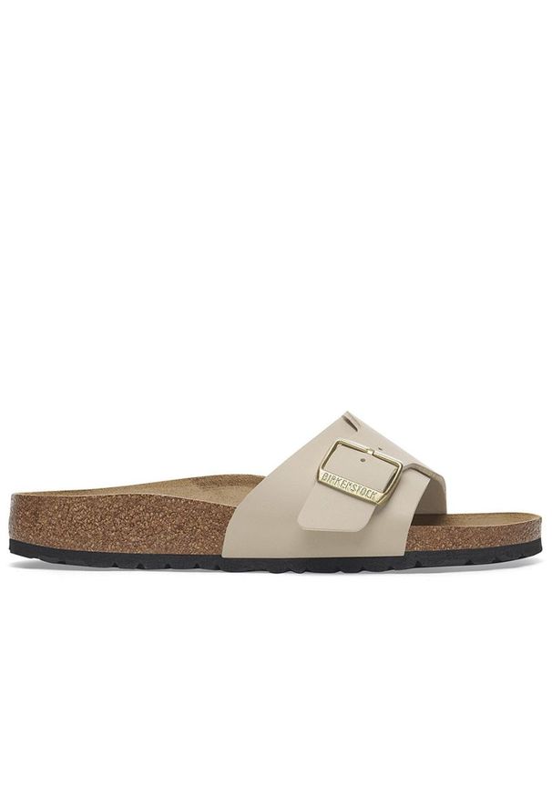 Klapki Birkenstock Catalina 1029245 - beżowe. Kolor: beżowy. Materiał: zamsz, materiał, skóra, welur