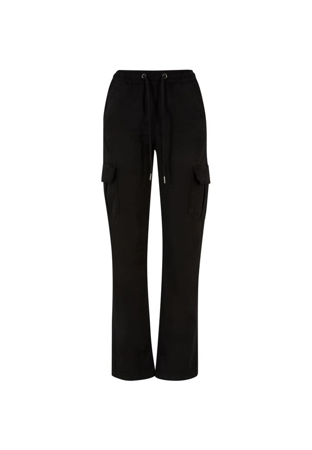 Urban Classics - Spodnie Cargo Damskie Twill Z Wysokimi Stanami. Stan: podwyższony. Kolor: czarny. Długość: długie