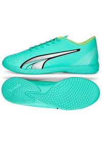 Buty piłkarskie męskie Puma Ultra Play IT. Zapięcie: sznurówki. Kolor: zielony. Materiał: materiał, syntetyk, tkanina. Szerokość cholewki: normalna. Sport: piłka nożna