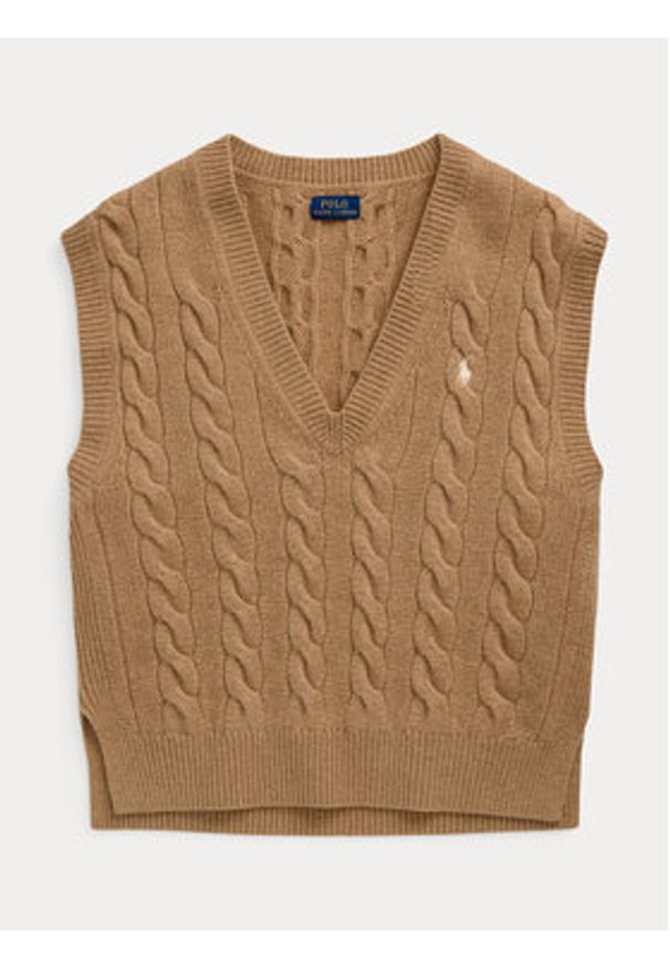 Polo Ralph Lauren Sweter 211949994001 Beżowy Regular Fit. Typ kołnierza: polo. Kolor: beżowy. Materiał: wełna