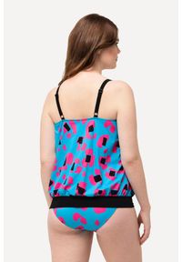 ULLA POPKEN - Damskie Tankini neonowy wzór w panterkę miękkie miseczki ramiączka z regulacją. Kolekcja: plus size. Kolor: niebieski. Materiał: poliamid, materiał, elastan. Wzór: motyw zwierzęcy #2