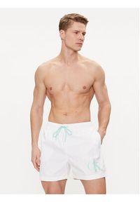 Calvin Klein Swimwear Szorty kąpielowe KM0KM01003 Biały Regular Fit. Kolor: biały. Materiał: syntetyk