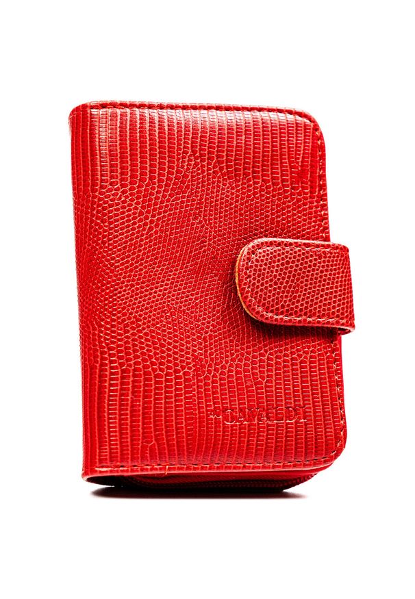 4U CAVALDI - Czerwony portfel damski ze skóry ekologicznej z tłoczonym wzorem skóry krokodyla 4U Cavaldi A-030B-BL. Kolor: czerwony. Materiał: skóra ekologiczna