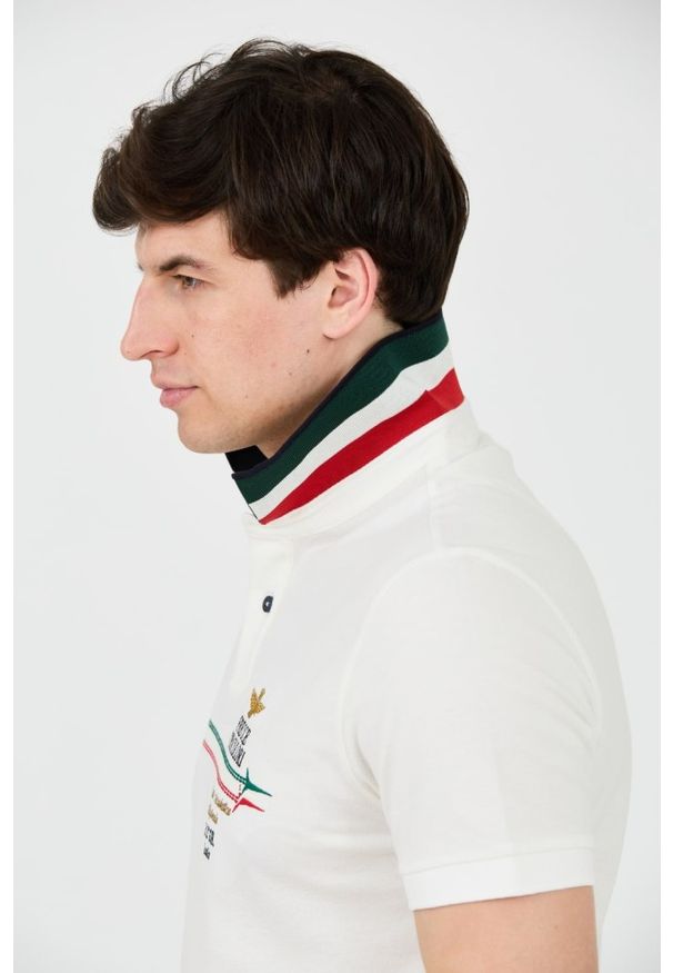 Aeronautica Militare - AERONAUTICA MILITARE Białe polo Frecce Tricolori Embroidered. Typ kołnierza: polo. Kolor: biały
