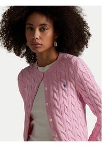 Polo Ralph Lauren Kardigan 211971868010 Różowy Slim Fit. Typ kołnierza: polo. Kolor: różowy. Materiał: bawełna #4