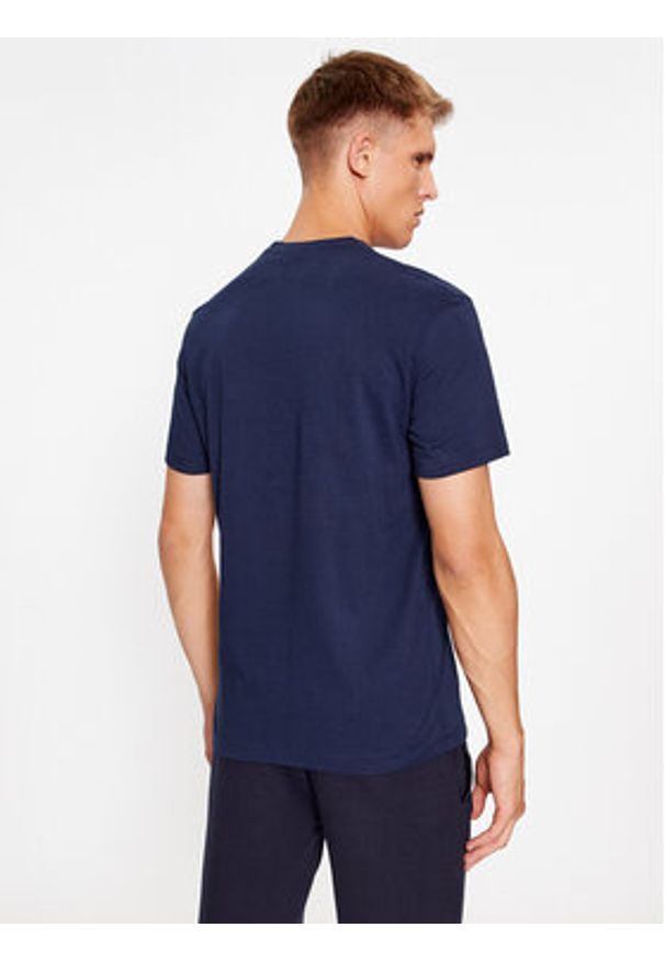 Lacoste T-Shirt TH1285 Granatowy Regular Fit. Kolor: niebieski. Materiał: bawełna