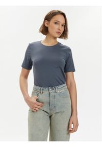 Gina Tricot T-Shirt Basic 17937 Niebieski Regular Fit. Kolor: niebieski. Materiał: bawełna