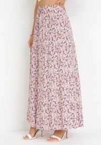 Born2be - Różowa Bawełniana Spódnica Maxi Nusra. Kolor: różowy. Materiał: bawełna. Wzór: kwiaty #5