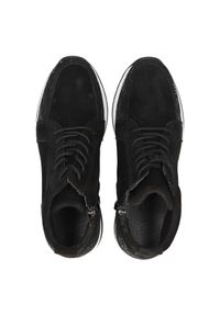 Inna - Sneakersy skórzane wysokie wężowe czarne. Okazja: na imprezę, na spacer. Kolor: czarny. Materiał: skóra. Szerokość cholewki: normalna. Sezon: wiosna. Sport: turystyka piesza #8
